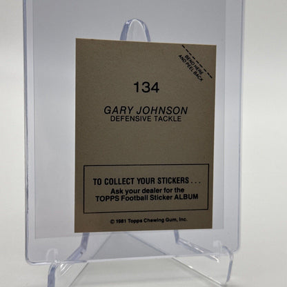 1981 Topps Gary Johnson FOIL Football Sticker Card #134 NM-MT FREE SHIPPING