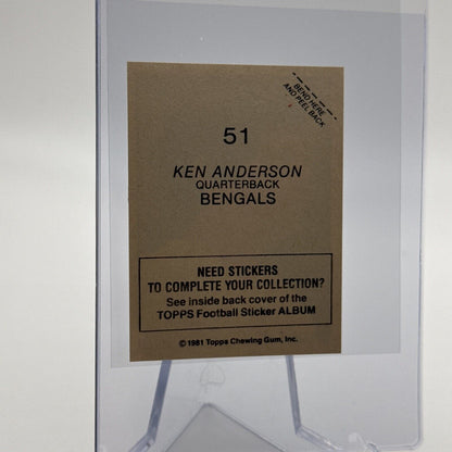 1981 Topps Ken Anderson Football Sticker Card #51 NM-MT FREE SHIPPING