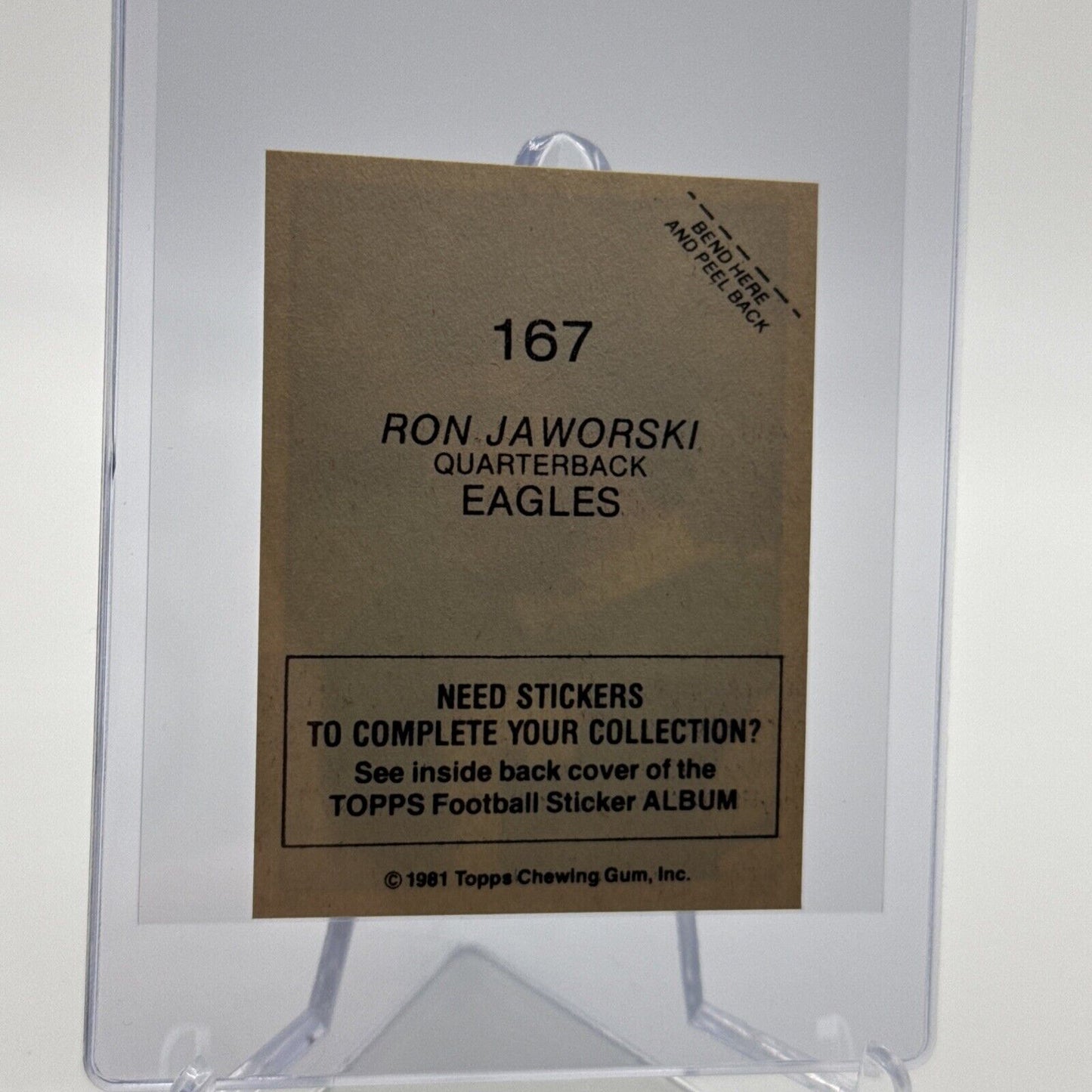 1981 Topps Ron Jaworski Football Sticker Card #167 NM-MT FREE SHIPPING