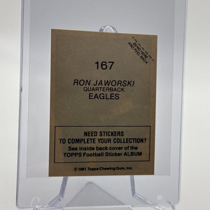 1981 Topps Ron Jaworski Football Sticker Card #167 NM-MT FREE SHIPPING