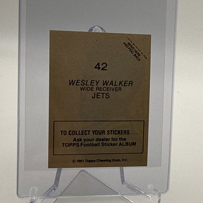 1981 Topps Wesley Walker Football Sticker Card #42 NM-MT FREE SHIPPING