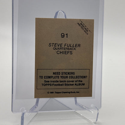 1981 Topps Steve Fuller Football Sticker Card #91 NM-MT FREE SHIPPING