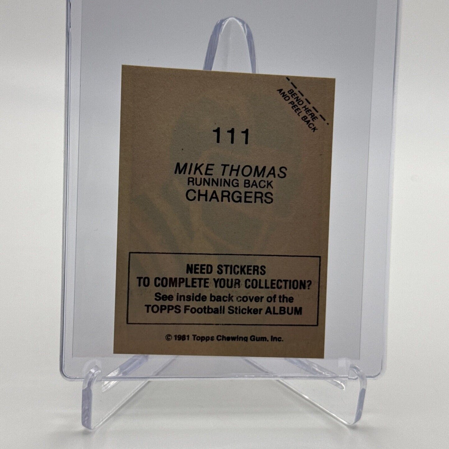 1981 Topps Mike Thomas Football Sticker Card #111 NM-MT FREE SHIPPING