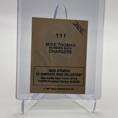 1981 Topps Mike Thomas Football Sticker Card #111 NM-MT FREE SHIPPING