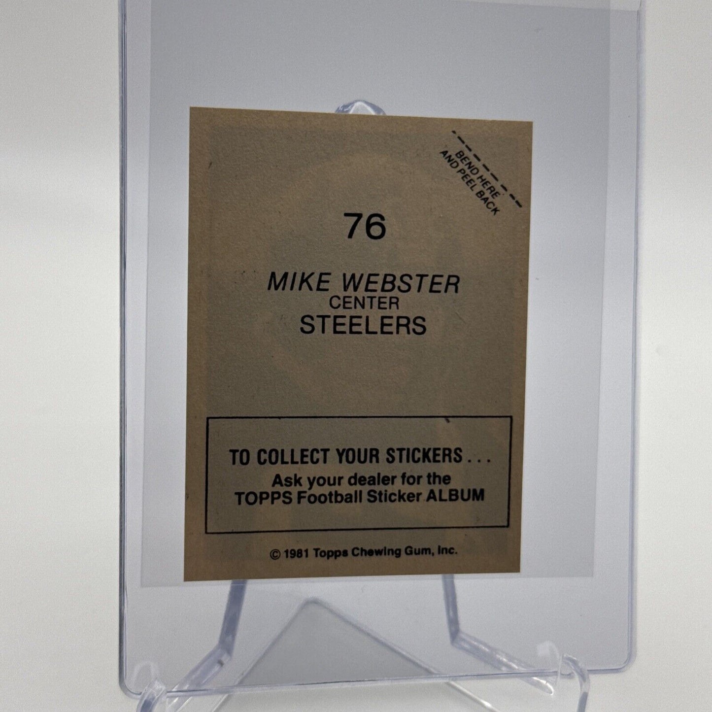 1981 Topps Mike Webster Football Sticker Card #76 NM-MT FREE SHIPPING