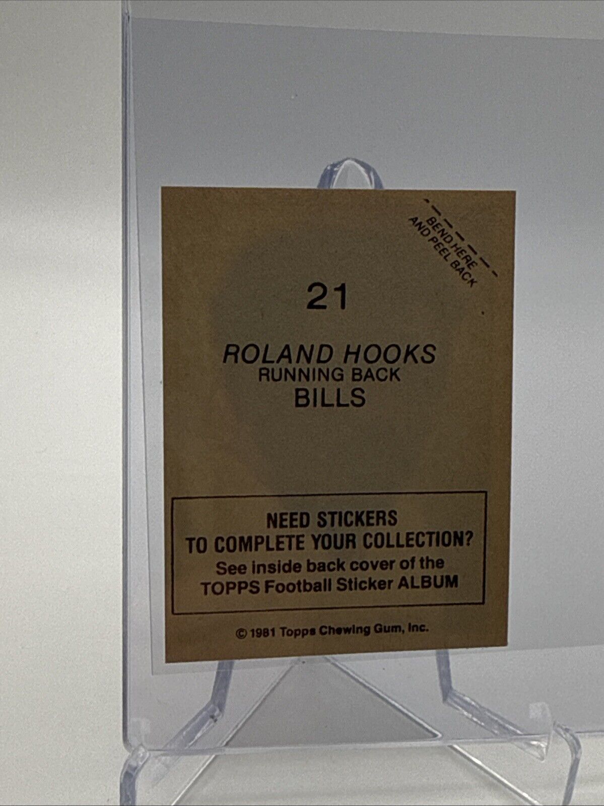 1981 Topps Roland Hooks Football Sticker Card #21 NM-MT FREE SHIPPING