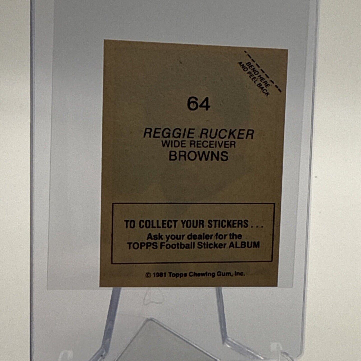 1981 Topps Reggie Rucker Football Sticker Card #64 NM-MT FREE SHIPPING