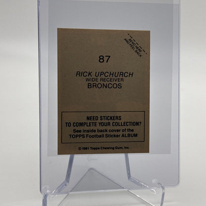 1981 Topps Rick Upchurch Football Sticker Card #87 NM-MT FREE SHIPPING