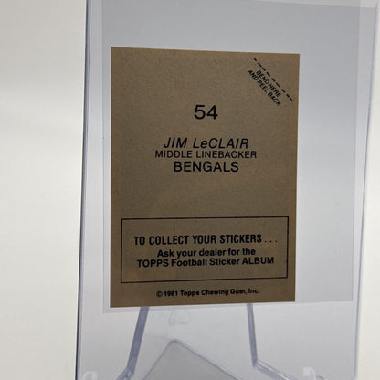 1981 Topps Jim LeClair Football Sticker Card #54 NM-MT FREE SHIPPING