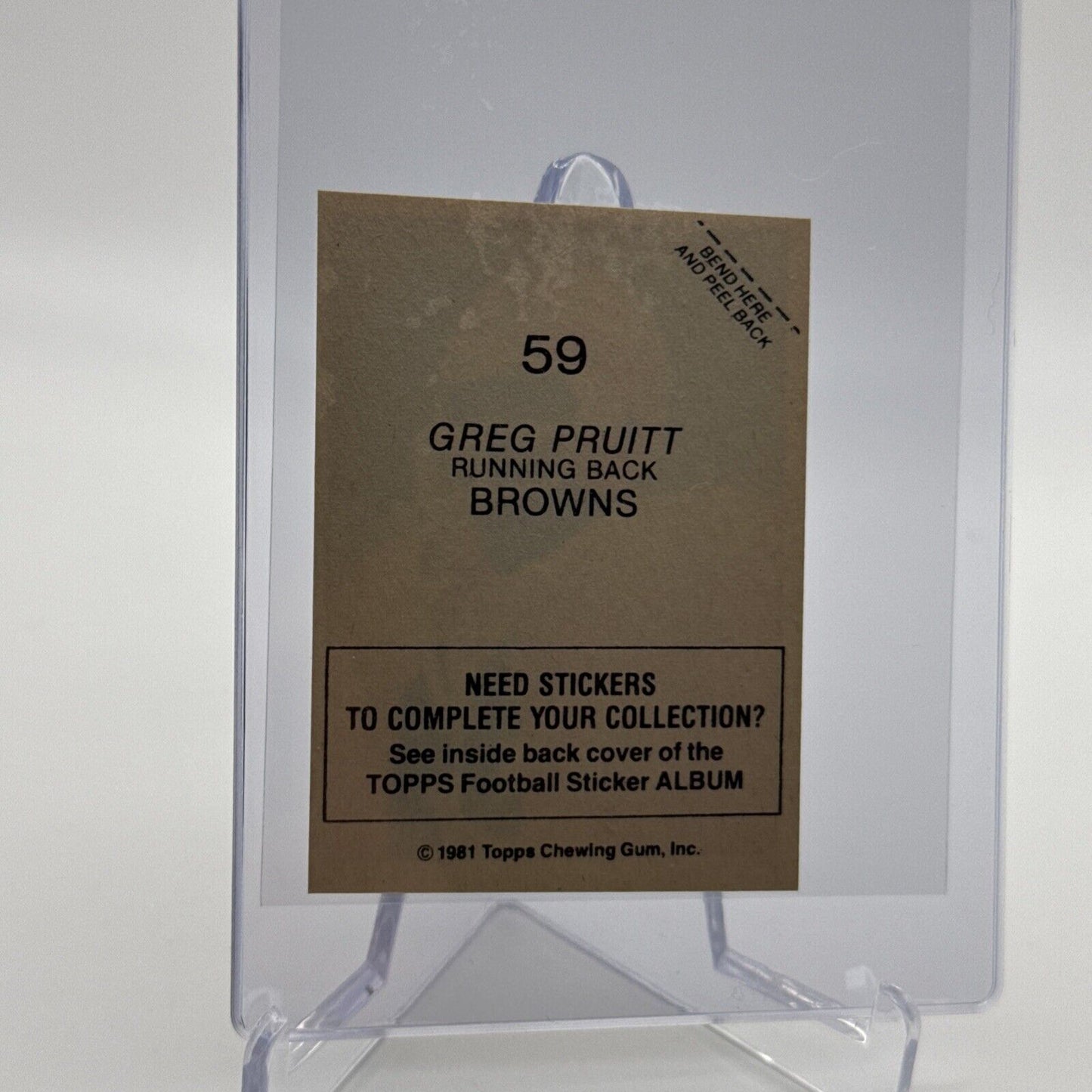 1981 Topps Greg Pruitt Football Sticker Card #59 NM-MT FREE SHIPPING