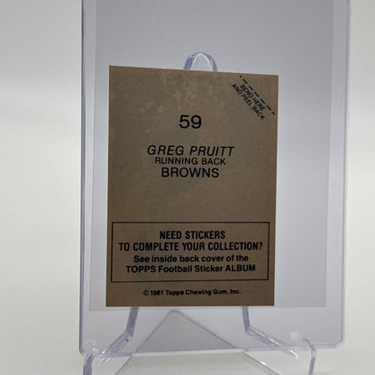 1981 Topps Greg Pruitt Football Sticker Card #59 NM-MT FREE SHIPPING