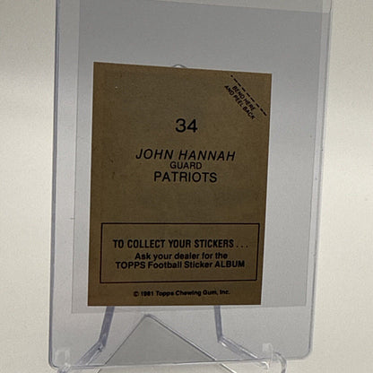 1981 Topps John Hannah Football Sticker Card #34 NM-MT FREE SHIPPING