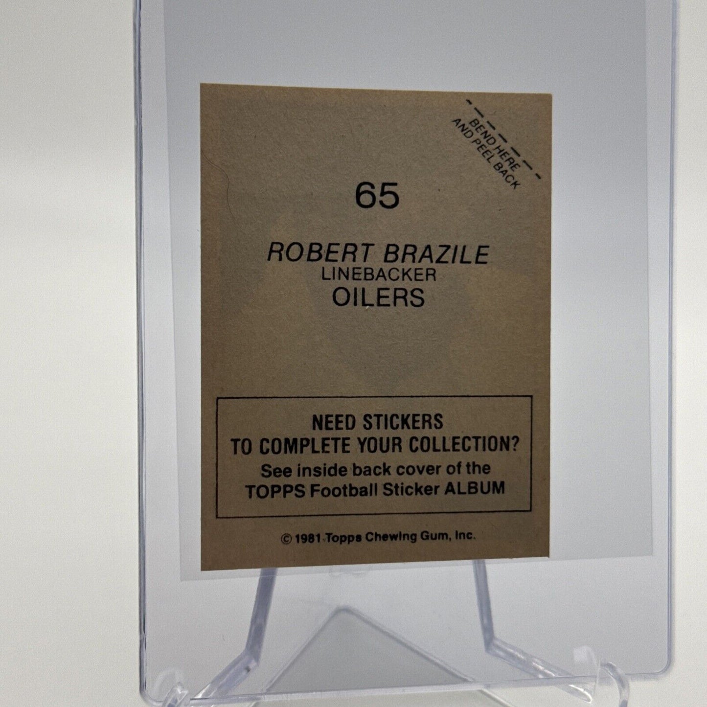 1981 Topps Robert Brazile Football Sticker Card #65 NM-MT FREE SHIPPING