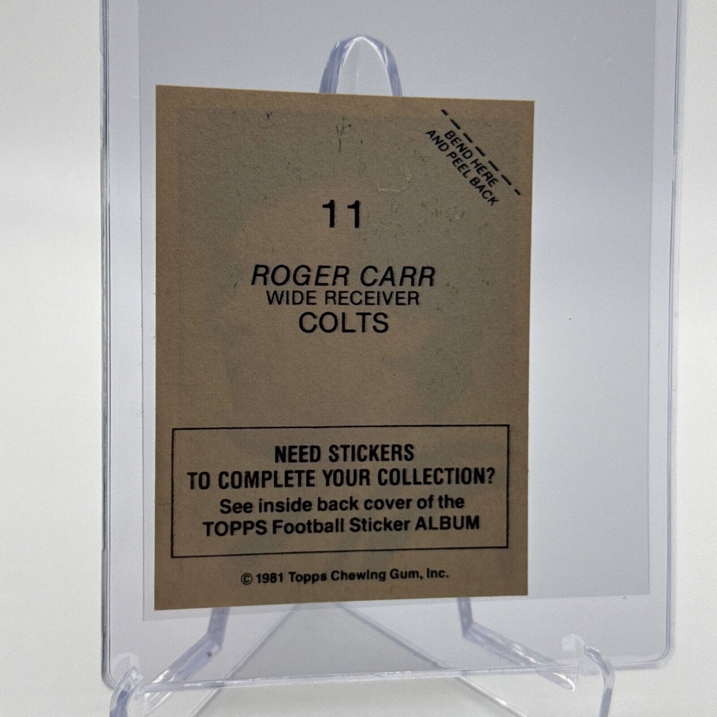 1981 Topps Roger Carr Football Sticker Card #11 NM-MT FREE SHIPPING