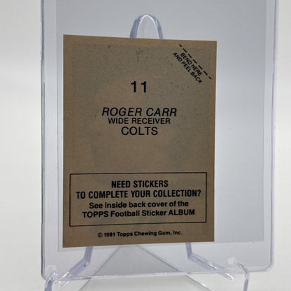 1981 Topps Roger Carr Football Sticker Card #11 NM-MT FREE SHIPPING