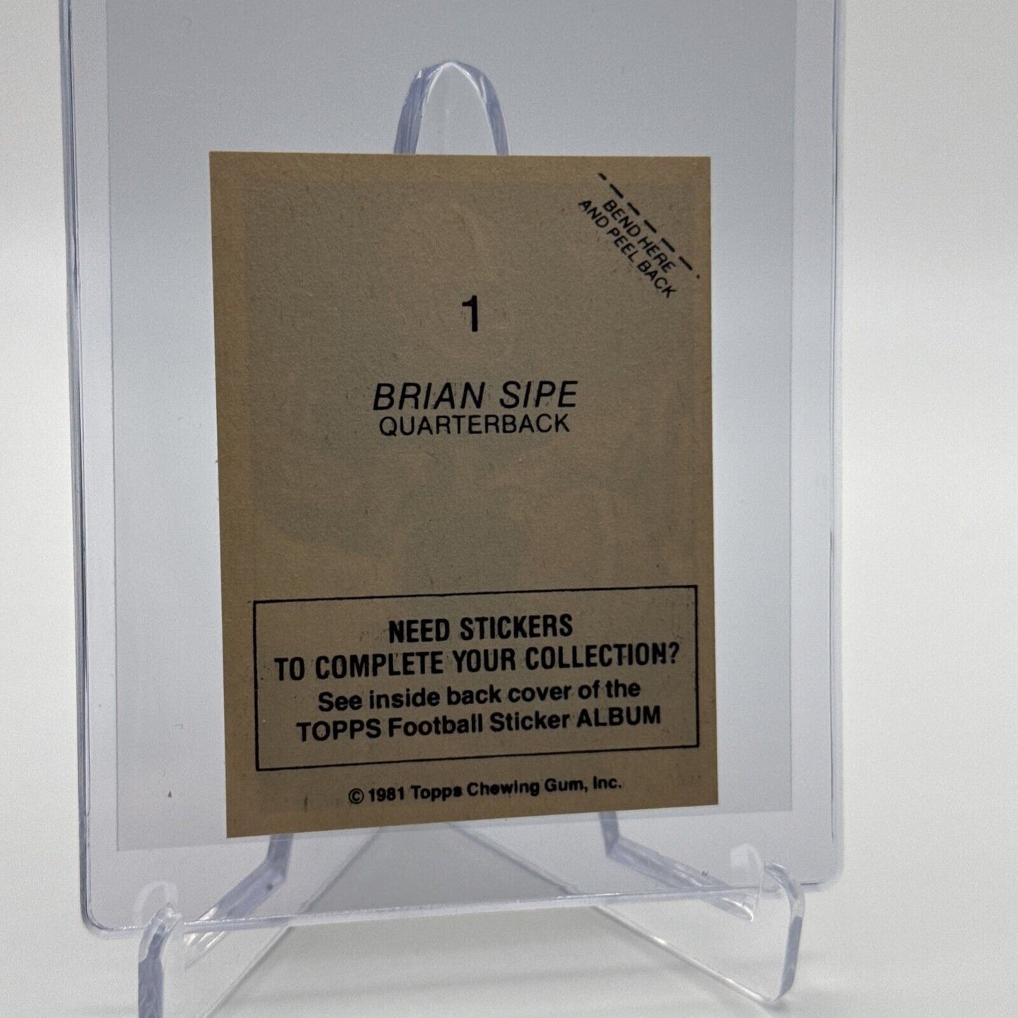 1981 Topps Brian Sipe Football Sticker Card #1 NM-MT FREE SHIPPING