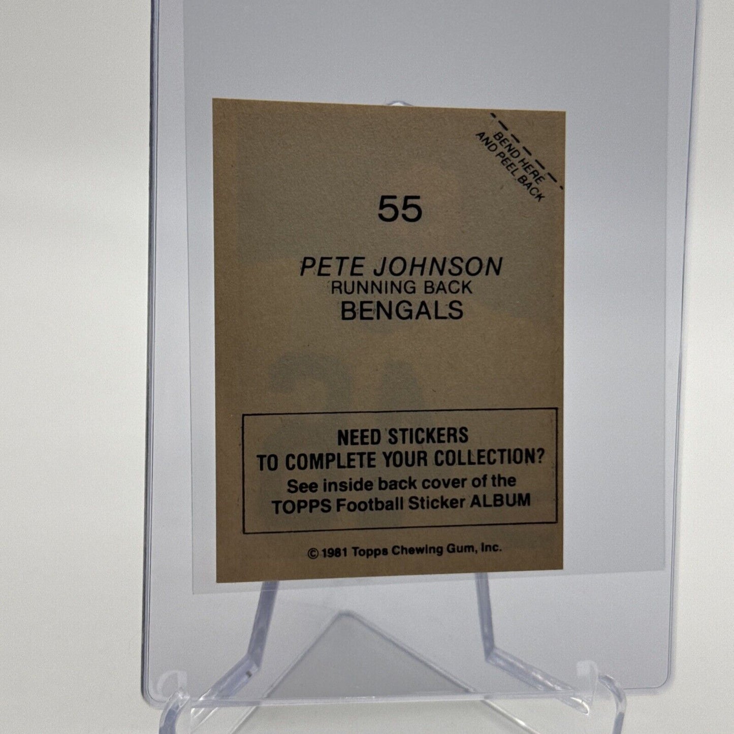 1981 Topps Pete Johnson Football Sticker Card #55 NM-MT FREE SHIPPING