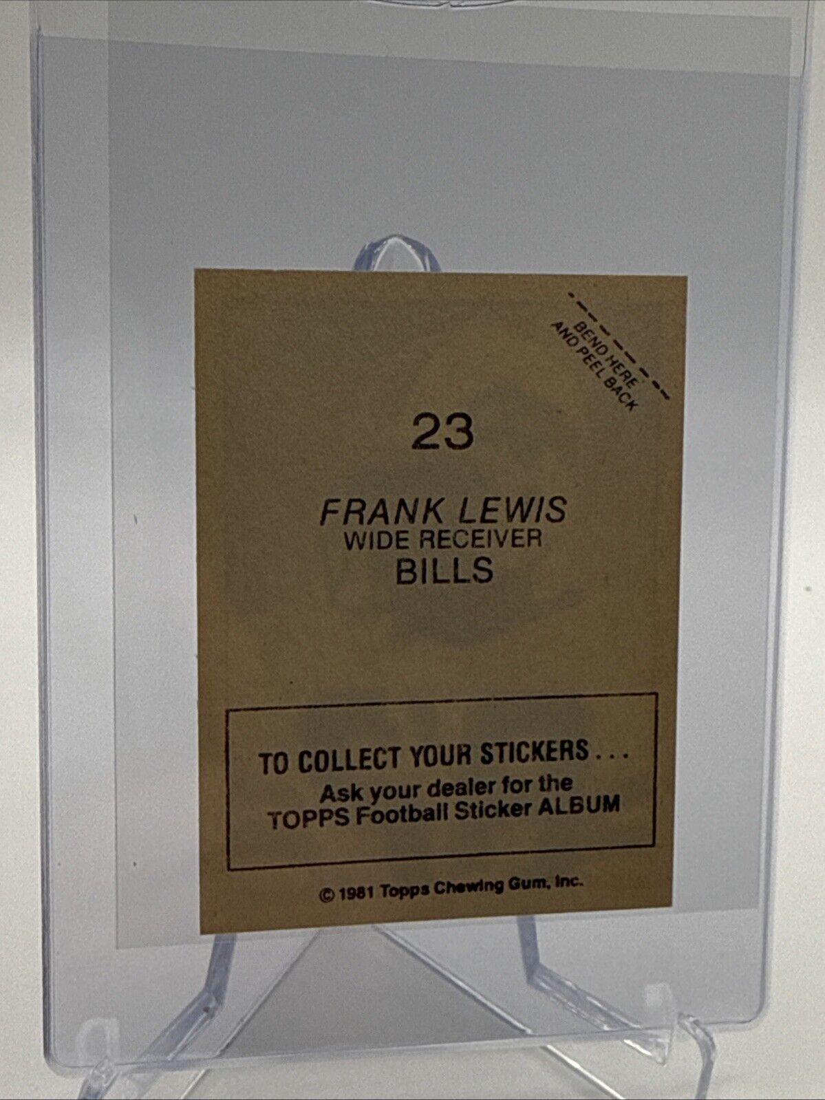 1981 Topps Frank Lewis Football Sticker Card #23 NM-MT FREE SHIPPING
