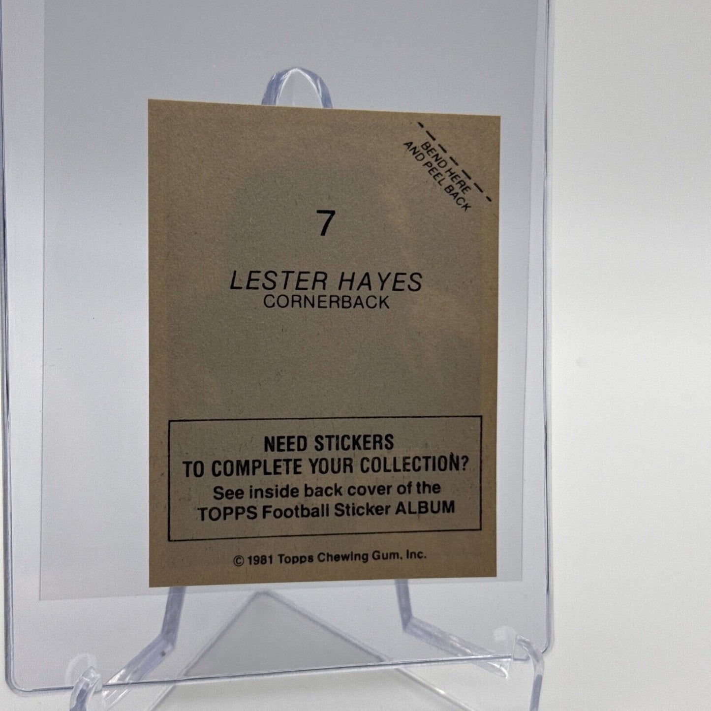 1981 Topps Lester Hayes Football Sticker Card #7 NM-MT FREE SHIPPING