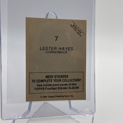 1981 Topps Lester Hayes Football Sticker Card #7 NM-MT FREE SHIPPING