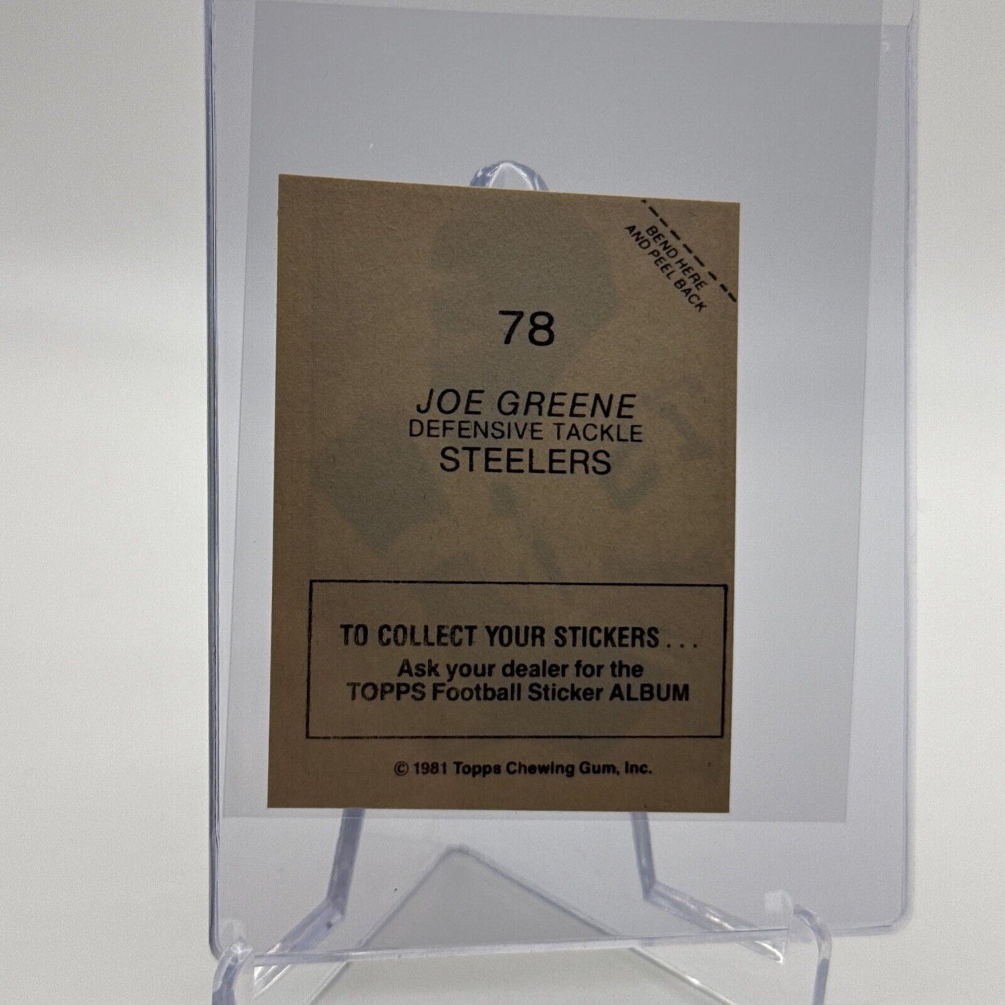 1981 Topps Joe Greene Football Sticker Card #78 NM-MT FREE SHIPPING