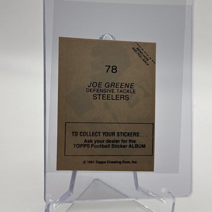 1981 Topps Joe Greene Football Sticker Card #78 NM-MT FREE SHIPPING