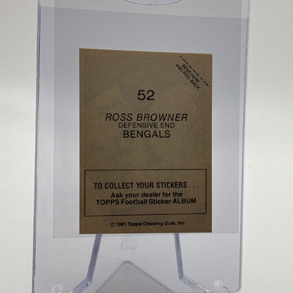 1981 Topps Ross Browner Football Sticker Card #52 NM-MT FREE SHIPPING