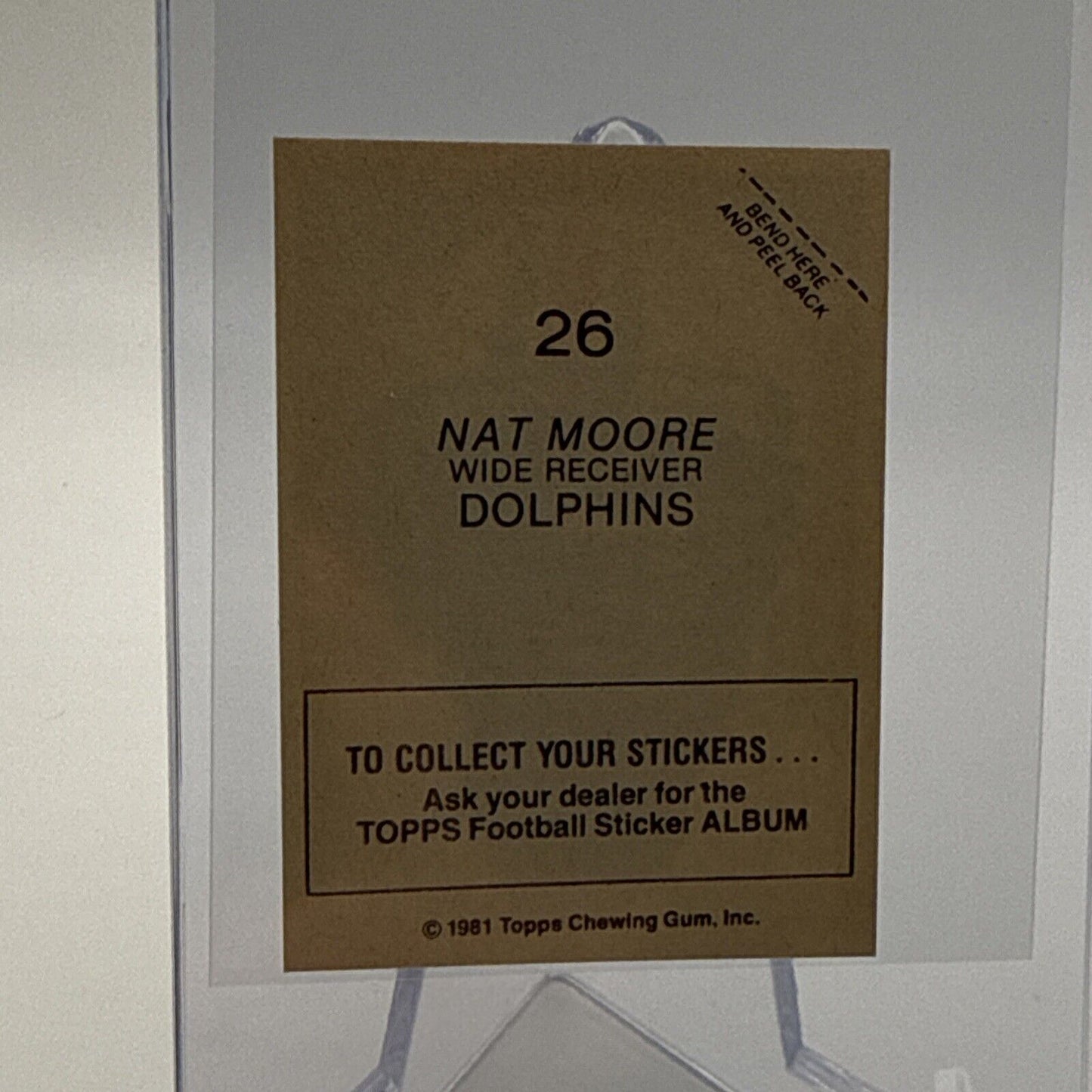1981 Topps Nat Moore Football Sticker Card #26 NM-MT FREE SHIPPING