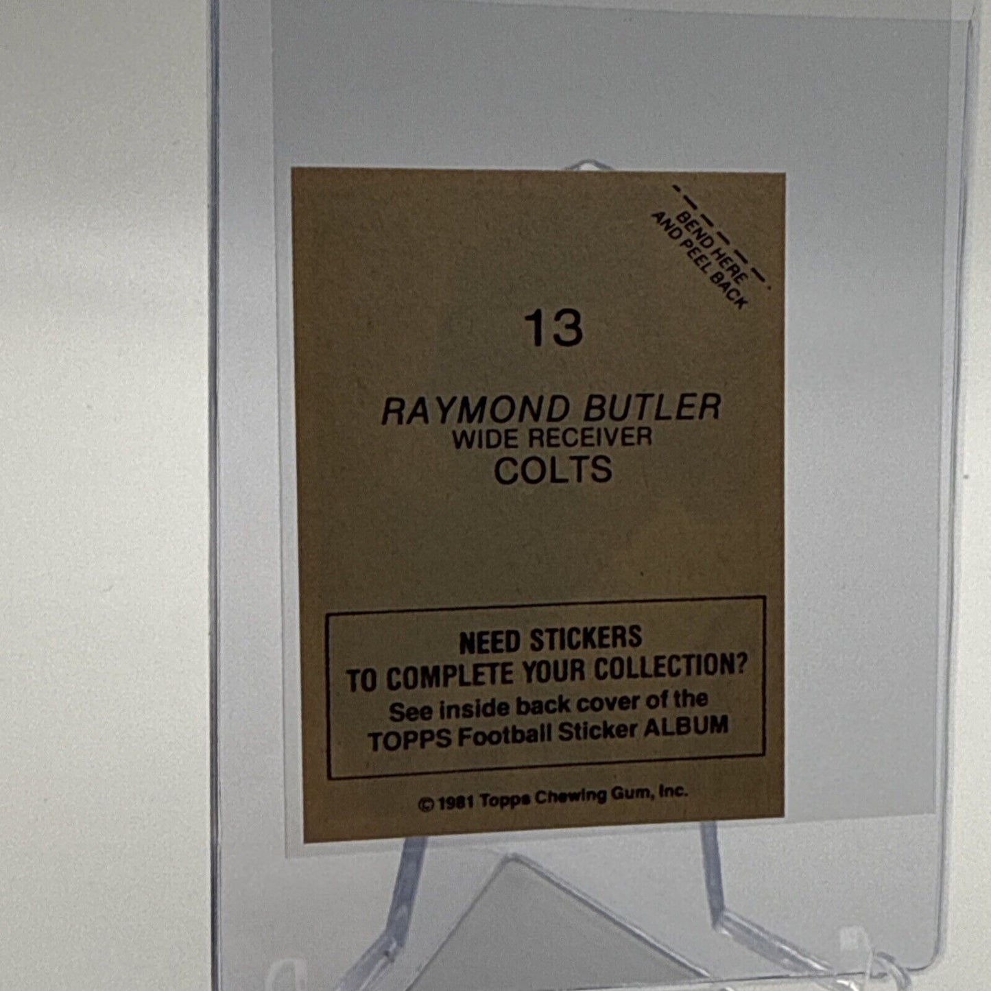1981 Topps Raymond Butler Football Sticker Card #13 NM-MT FREE SHIPPING