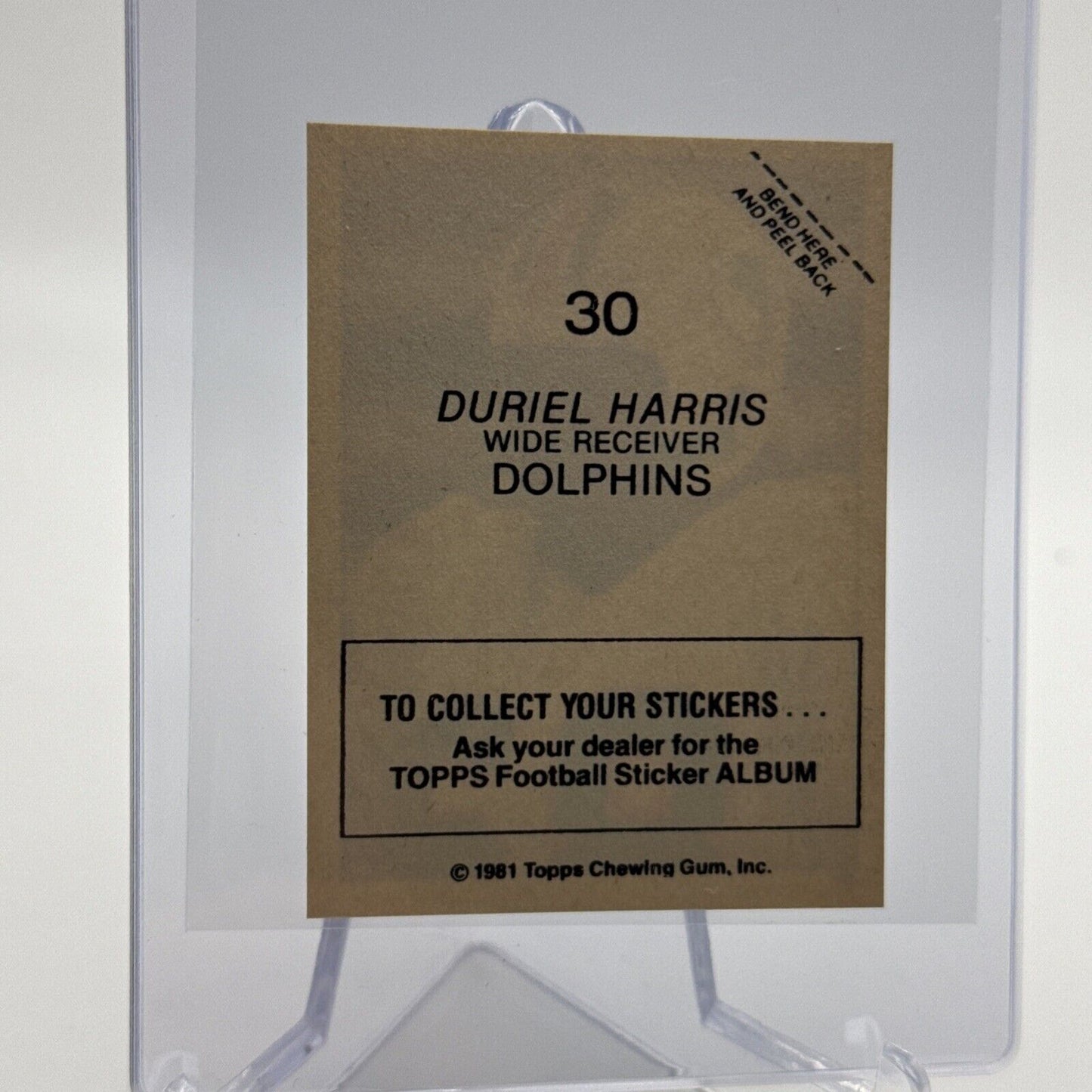1981 Topps Duriel Harris Football Sticker Card #30 NM-MT FREE SHIPPING