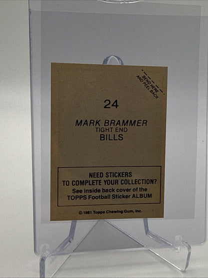 1981 Topps Mark Brammer Football Sticker Card #24 NM-MT FREE SHIPPING