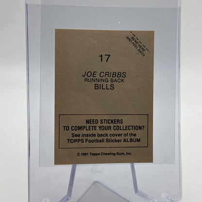 1981 Topps Joe Cribbs Football Sticker Card #17 NM-MT FREE SHIPPING