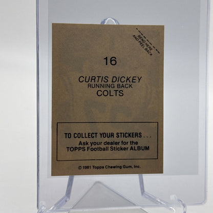 1981 Topps Curtis Dickey Football Sticker Card #16 NM-MT FREE SHIPPING