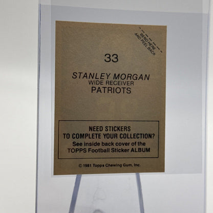 1981 Topps Stanley Morgan Football Sticker Card #33 NM-MT FREE SHIPPING
