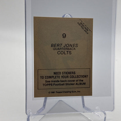 1981 Topps Bert Jones Football Sticker Card #9 NM-MT FREE SHIPPING
