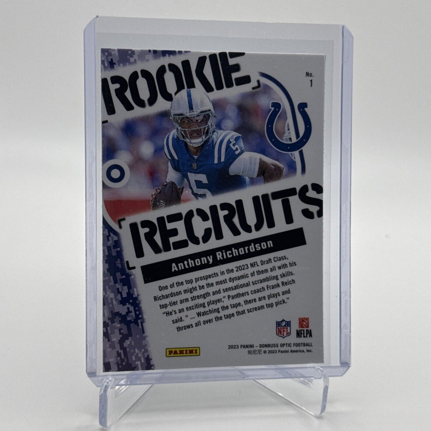 2023 Panini Optic Rookie Recruits Anthony Richardson Card #1 Mint FREE SHIPPING