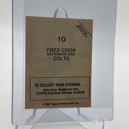 1981 Topps Fred Cook Football Sticker Card #10 NM-MT FREE SHIPPING