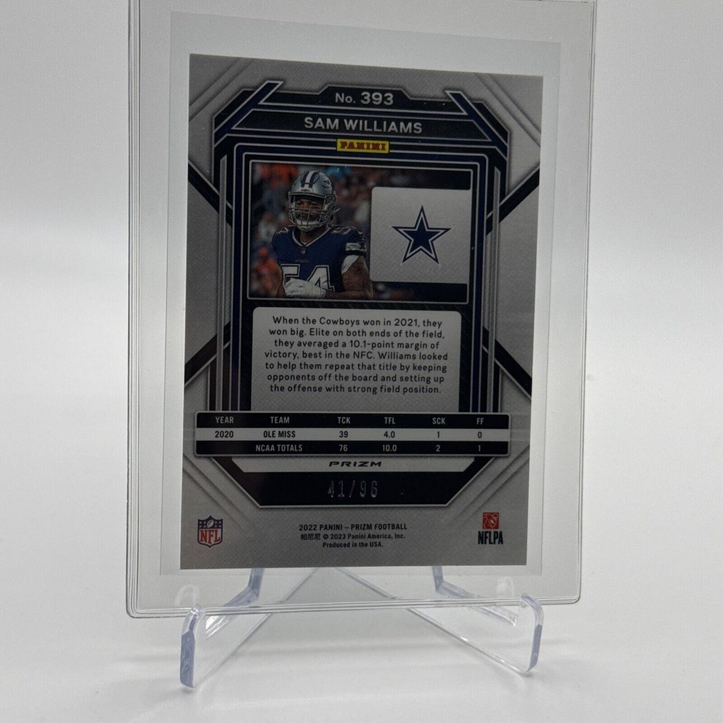 2022 Panini Prizm BLUE SPARKLE Sam Williams RC 41/96 #393 Mint FREE SHIPPING