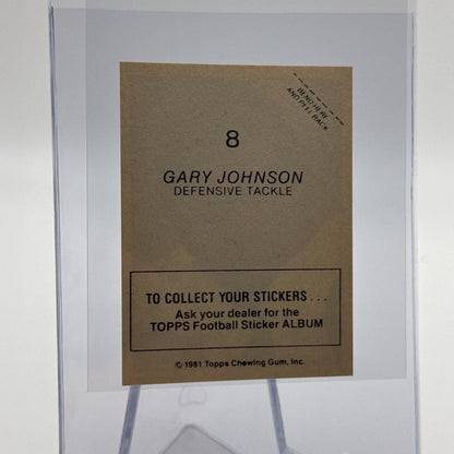 1981 Topps Gary Johnson Football Sticker Card #8 NM-MT FREE SHIPPING