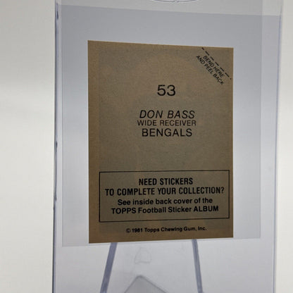 1981 Topps Don Bass Football Sticker Card #53 NM-MT FREE SHIPPING