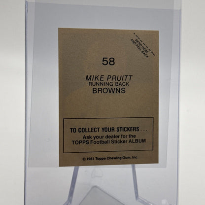 1981 Topps Mike Pruitt Football Sticker Card #58 NM-MT FREE SHIPPING