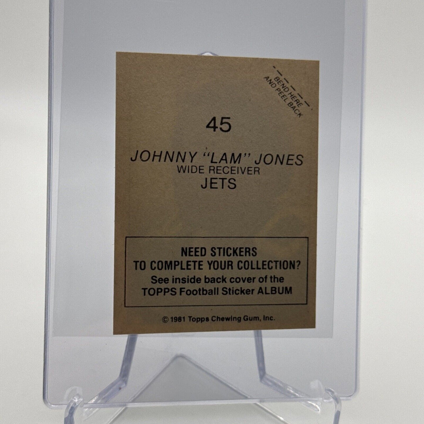 1981 Topps Johnny "Lam" Jones Football Sticker Card #45 NM-MT FREE SHIPPING