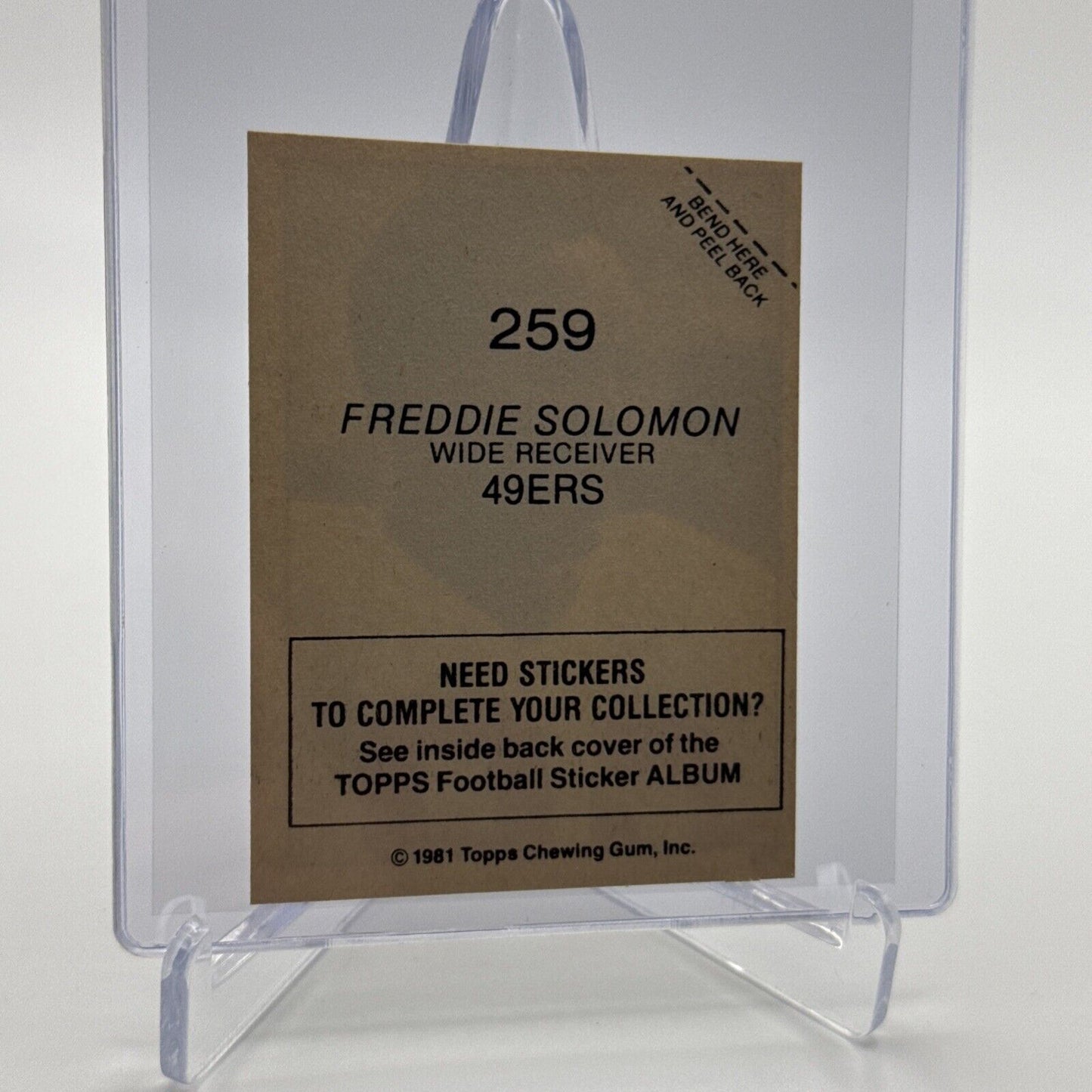 1981 Topps Freddie Solomon Football Sticker Card #259 NM-MT FREE SHIPPING