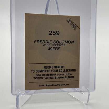 1981 Topps Freddie Solomon Football Sticker Card #259 NM-MT FREE SHIPPING