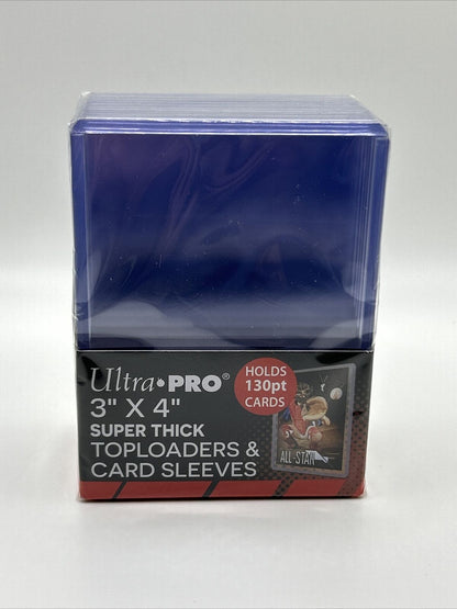 Ultra Pro 3X4 Super Thick Toploaders 130pt 50 Packs of 10 WITH SLEEVES 500 total