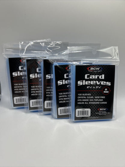BCW Soft Sleeves 5 Packs of 100 Standard Cards AND 5 Packs of 100 THICK Cards