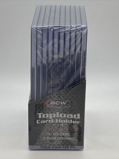 BCW 3X4 Thick Card Toploaders 1 Pack of 10 for up to 138pt Cards