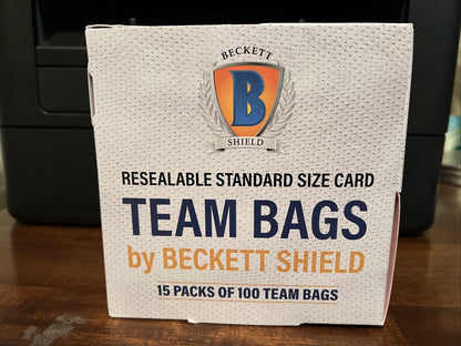 Beckett Shield Team Bags Resealable Sleeves 15 Packs of 100 - 1500 Total