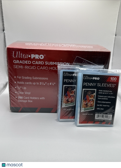 Ultra Pro Graded Card Submission Semi-Rigid Card Holders BOX of 200 + 200 Sleeve