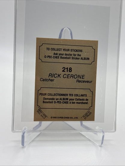 1982 O-Pee-Chee Stickers Rick Cerone Baseball Card #218 NM-MT FREE SHIPPING